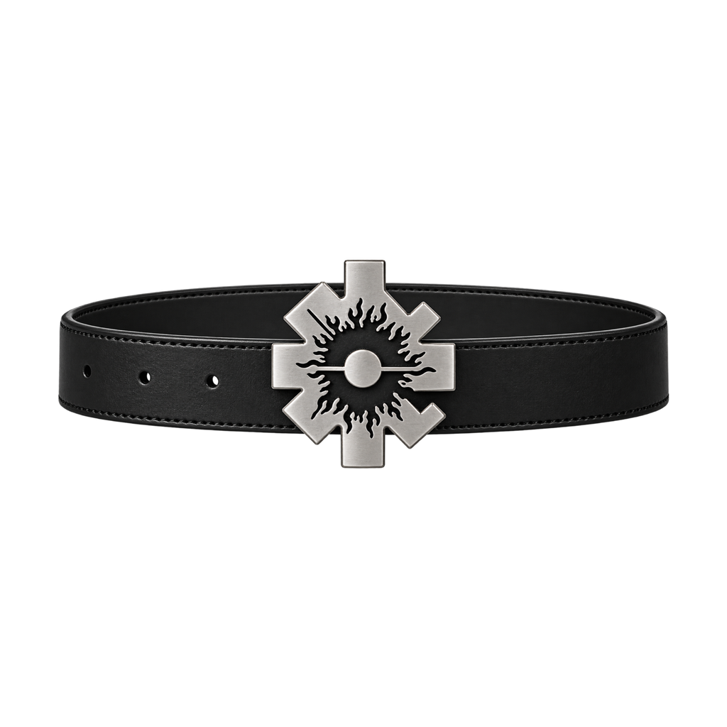 Leather Logo Belt (Silver)