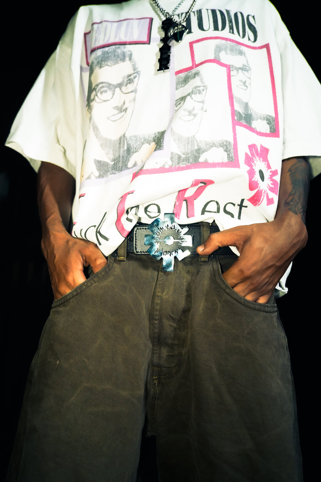 Leather Logo Belt (Silver)