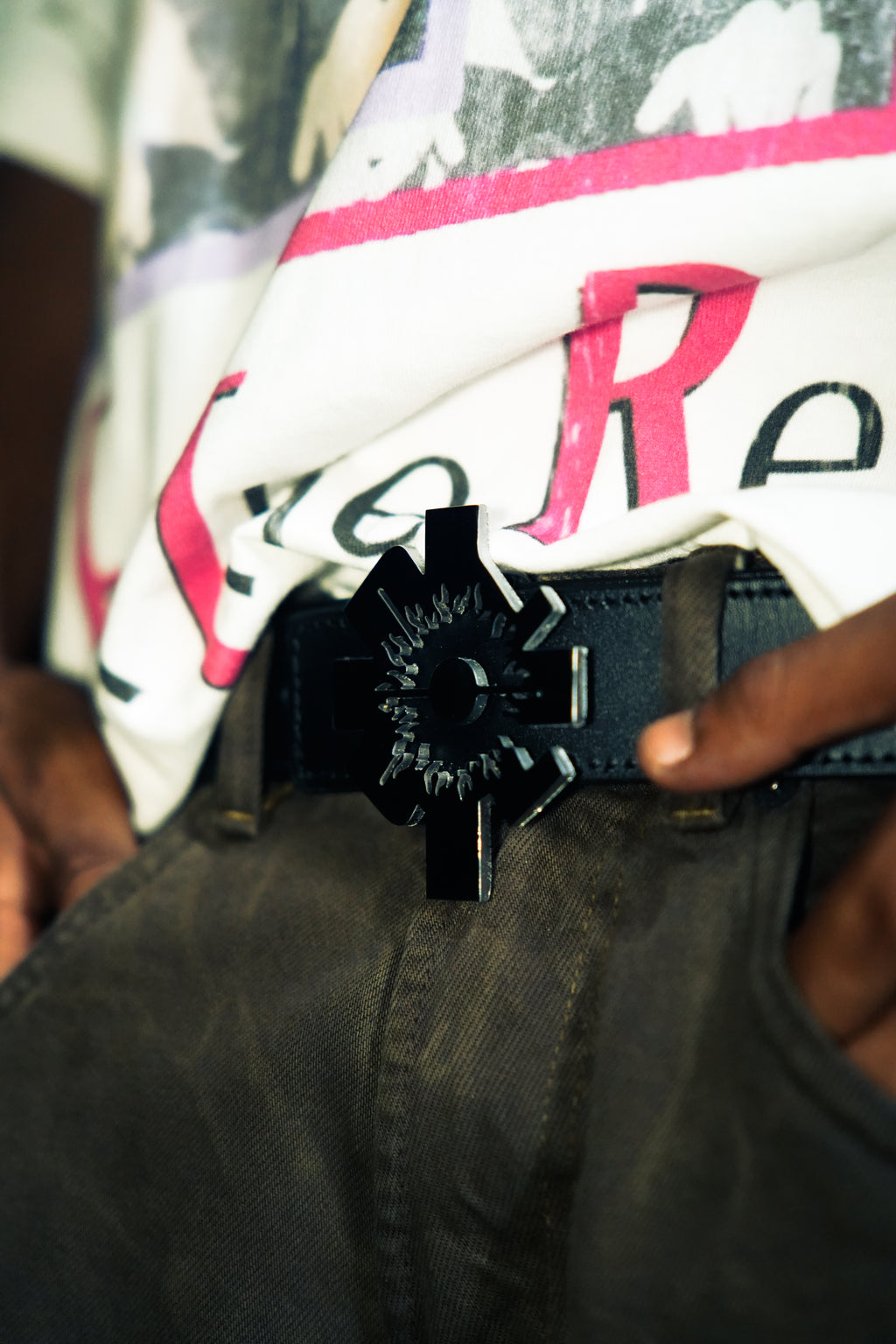 Leather Logo Belt (Silver)