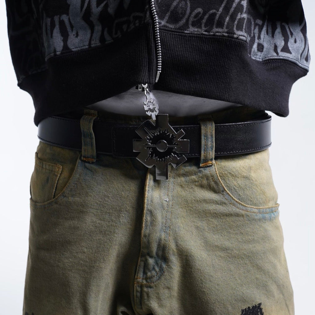 Leather Logo Belt (Silver)