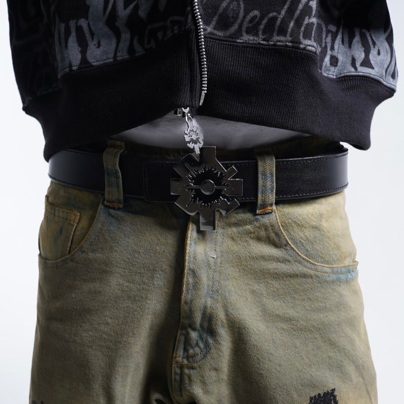 Leather Logo Belt (Silver)